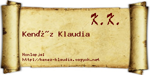 Kenéz Klaudia névjegykártya